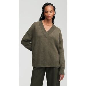 Argent Oversized Chunky Vneck Sweater In Woolcashmere - S
